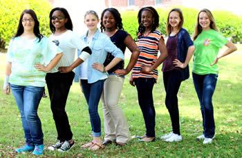 (l to r): Lera Watson, Jocelyn Bell, Bethany Kaluza, Marchelle Goodwin, Beyonce Bell, Caroline Scull, Kee-lan Williams