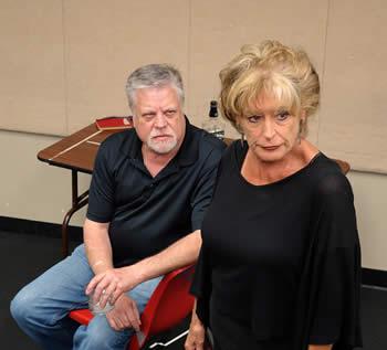 Veteran stage actors Brad Maule and Rhonda Plymate Simmons rehearse a scene from “August: Osage County” by Tracy Letts to be presented by the SFA School of Theatre April 28 through May 2