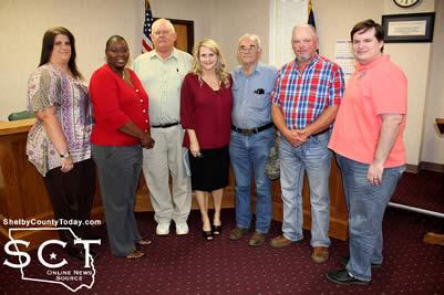 The commissioners approved proclaiming May as Elder Abuse Prevention Awareness Month at the meeting held on Tuesday. Pictured are (from left) Jennifer Fountain, Shelby County Clerk; Tracey Belin, Texas Department of Family and Protective Services; Jimmy Lout, Commissioner Precinct 2; Allison Harbison, Shelby County Judge; Travis Rodgers, Commissioner Precinct 3; Roscoe McSwain, Commissioner Precinct 1; Mason Hendry, Texas Department of Family and Protective Services.