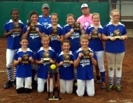 (Front row) JJ Bass, Kennedy Stanley, Kaylie Brooks, Kaylea Neal (Back row) Victoria Byrd, Kaylee Oliver, Ebbie Kate McCann, Maddisyn Cheatwood, Emma Martin, Camryn Runnels (Coaches) Jason Stanley and Johnathan Neal