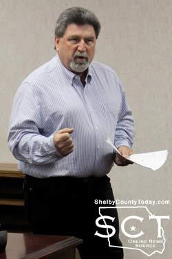 Gary Miller, resident and businessman from Huxley, is seen addressing the Shelby County Commissioners at the Monday meeting. 