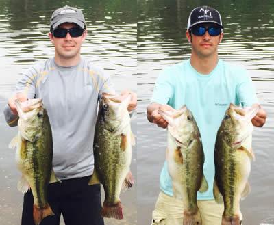 From left: Ryan Pinkston with a couple of his first place bass.Cole Cooper with a pair of his limit finishing in second place overall.